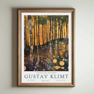 Lámina de Gustav Klimt, póster del Museo Klimt, póster de Gustav Klimt, póster de la exposición de Klimt, pintura de Gustav Klimt, jardín de flores, obra floral