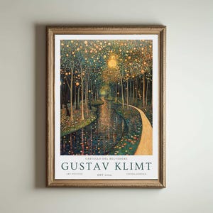 Lámina de Gustav Klimt, póster del Museo Klimt, póster de Gustav Klimt, póster de la exposición de Klimt, pintura de Gustav Klimt, jardín de flores, obra floral