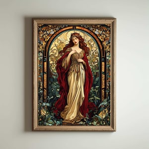Lámina Art Nouveau, Póster Art Nouveau, Diosa Griega, Lámina Art Nouveau, Arte Divino Femenino, Decoración del Hogar de Mitología Griega