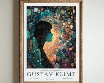 Gustav Klimt Print, Klimt Museum Poster, Gustav Klimt Poster, Klimt Exhibition Poster, Gustav Klimt Painting, Cavern of Gems, Floral Artwork