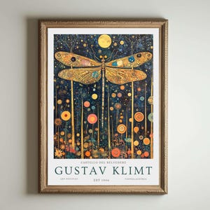 Gustav Klimt Druck, Klimt Museum Poster, Gustav Klimt Poster, Klimt Ausstellungsplakat, Gustav Klimt Malerei, Blumengarten, Libelle Kunst