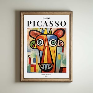 Picasso Dog, Picasso Wall Art, Picasso Exhibition Print, Neutral Beige Vintage Minimalist Gift Idea, Famous Artist Print Decor