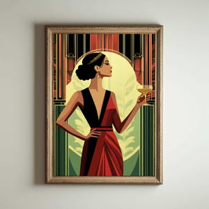 1920er Jahre Art Deco Poster, Art Deco Druck, Art Deco Wandkunst, Art Deco Stil, Maximalist Jugendstil Dekor, lustiges Badezimmer Dekor