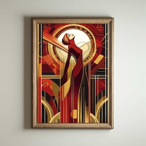 1920er Jahre Art Deco Poster, Art Deco Druck, Art Deco Wandkunst, Art Deco Stil, Maximalist Jugendstil Dekor, lustiges Badezimmer Dekor