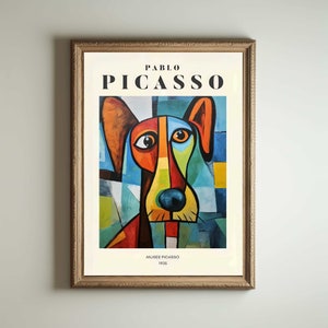 Picasso Dog, Picasso Wall Art, Picasso Exhibition Print, Neutral Beige Vintage Minimalist Gift Idea, Famous Artist Print Decor