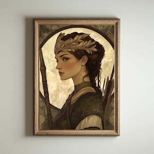 Impresión Art Nouveau, póster Art Nouveau, diosa griega, impresión Art Nouveau, arte femenino divino, decoración del hogar de mitología griega