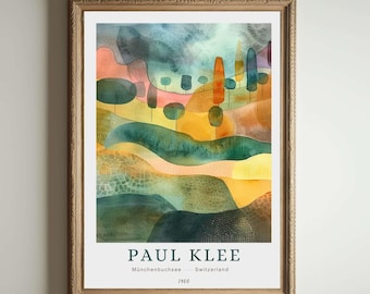 Estampe de Paul Klee, art moderne abstrait, affiche Bauhaus, art mural géométrique coloré, peinture expressionniste, décoration moderne du milieu du siècle