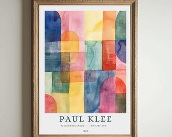 Estampe de Paul Klee, art moderne abstrait, affiche Bauhaus, art mural géométrique coloré, peinture expressionniste, décoration moderne du milieu du siècle