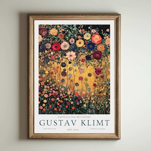 Gustav Klimt Druck, Klimt Museum Poster, Gustav Klimt Poster, Klimt Ausstellungsplakat, Gustav Klimt Malerei, Blumengarten, Blumenkunstwerk