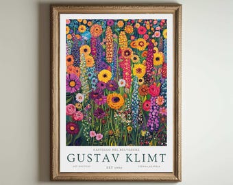 Gustav Klimt Print, Klimt Museum Poster, Gustav Klimt Poster, Klimt Exhibition Poster, Gustav Klimt Painting, Flower Garden, Floral Artwork