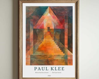 Lámina de Paul Klee, arte abstracto moderno, póster de la Bauhaus, arte mural geométrico colorido, pintura expresionista, decoración moderna de mediados de siglo.