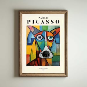 Picasso Dog, Picasso Wall Art, Picasso Exhibition Print, Neutral Beige Vintage Minimalist Gift Idea, Famous Artist Print Decor