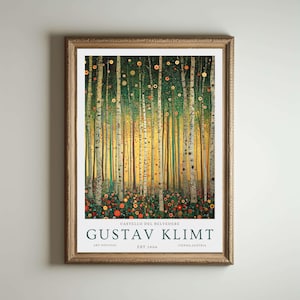 Lámina de Gustav Klimt, póster del Museo Klimt, póster de Gustav Klimt, póster de la exposición de Klimt, pintura de Gustav Klimt, jardín de flores, obra floral