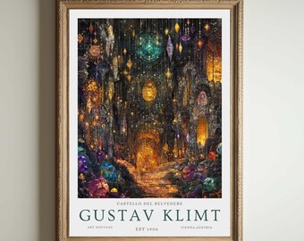 Gustav Klimt Print, Klimt Museum Poster, Gustav Klimt Poster, Klimt Exhibition Poster, Gustav Klimt Painting, Cavern of Gems, Floral Artwork