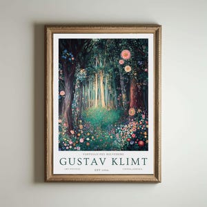 Lámina de Gustav Klimt, póster del Museo Klimt, póster de Gustav Klimt, póster de la exposición de Klimt, pintura de Gustav Klimt, jardín de flores, obra floral