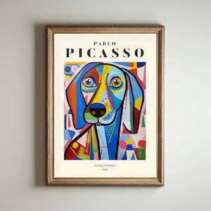 Picasso Hund, Picasso Wandkunst, Picasso Ausstellung Druck, Neutral Beige Vintage minimalistische Geschenkidee, berühmte Künstler Druck Dekor