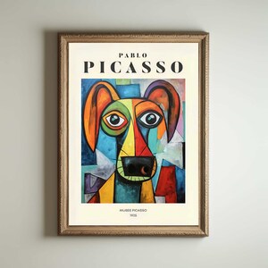 Picasso Dog, Picasso Wall Art, Picasso Exhibition Print, Neutral Beige Vintage Minimalist Gift Idea, Famous Artist Print Decor