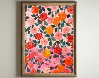 Flower Market Poster, Matisse Print, Henri Matisse Exhibition Poster, Vintage Pink Art, Pop Motif, Abstract Print, Wall Art Poster Print