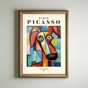 Picasso Dog, Picasso Wall Art, Picasso Exhibition Print, Neutral Beige Vintage Minimalist Gift Idea, Famous Artist Print Decor