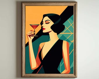 1920s Art Deco Poster, Art Deco Print, Art Deco Wall Art, Art Deco Style, Maximalist Art Noveau Decor, Funny Bathroom Deocr