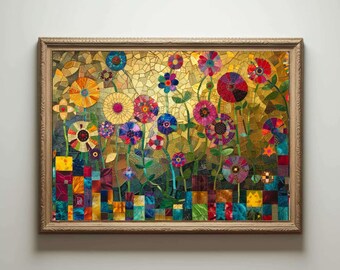 Stampa di Gustav Klimt, Poster del Museo Klimt, Poster di Gustav Klimt, Poster della mostra di Klimt, Dipinto di Gustav Klimt, Giardino fiorito, Opera d'arte floreale