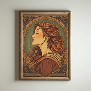Jugendstil Print, Art Noveau Poster, Griechische Göttin, Jugendstil Print, Göttlich-Weibliche Kunst, Griechische Mythologie Home Decor