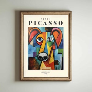 Picasso Dog, Picasso Wall Art, Picasso Exhibition Print, Neutral Beige Vintage Minimalist Gift Idea, Famous Artist Print Decor