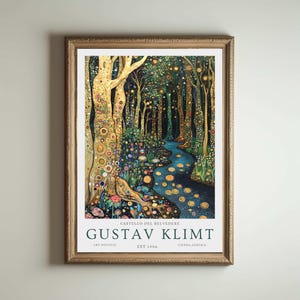 Lámina de Gustav Klimt, póster del Museo Klimt, póster de Gustav Klimt, póster de la exposición de Klimt, pintura de Gustav Klimt, jardín de flores, obra floral