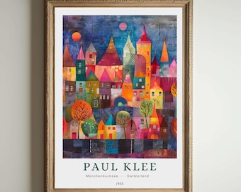 Estampe de Paul Klee, art moderne abstrait, affiche Bauhaus, art mural géométrique coloré, peinture expressionniste, décoration moderne du milieu du siècle