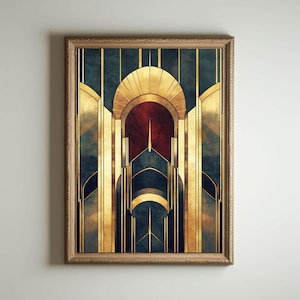 Póster Art Déco de los años 20, Impresión Art Déco, Arte Mural Art Déco, Estilo Art Déco, Decoración Art Nouveau Maximalista, Decoración Divertida para Baños
