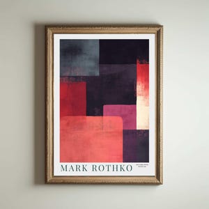 Póster de Mark Rothko, Mark Rothko, impresión de Mark Rothko, póster de exposición, arte mural moderno, pintura para colorear, mediados de siglo
