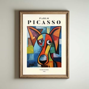 Picasso Dog, Picasso Wall Art, Picasso Exhibition Print, Neutral Beige Vintage Minimalist Gift Idea, Famous Artist Print Decor