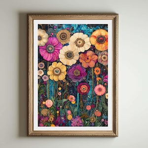 Gustav Klimt Druck, Klimt Museum Poster, Gustav Klimt Poster, Klimt Ausstellungsplakat, Gustav Klimt Malerei, Blumengarten, Blumenkunstwerk