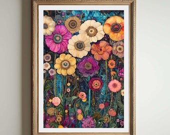 Gustav Klimt Print, Klimt Museum Poster, Gustav Klimt Poster, Klimt Exhibition Poster, Gustav Klimt Painting, Flower Garden, Floral Artwork