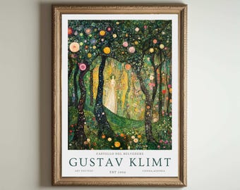 Gustav Klimt Print, Klimt Museum Poster, Gustav Klimt Poster, Klimt Exhibition Poster, Gustav Klimt Painting, Flower Garden, Floral Artwork