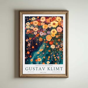 Gustav Klimt Druck, Klimt Museum Poster, Gustav Klimt Poster, Klimt Ausstellungsplakat, Gustav Klimt Malerei, Blumengarten, Blumenkunstwerk