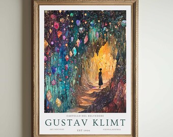Gustav Klimt Print, Klimt Museum Poster, Gustav Klimt Poster, Klimt Exhibition Poster, Gustav Klimt Painting, Cavern of Gems, Floral Artwork