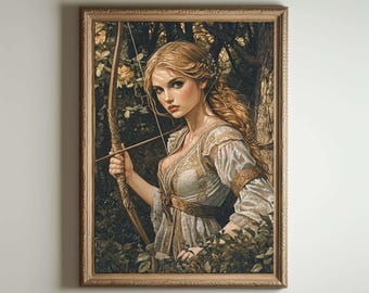 Jugendstil Druck, Art Noveau, Artemis Poster, Griechische Göttin der Jagd, Jugendstil Druck, Göttlich-Weibliche Kunst,Griechische Mythologie