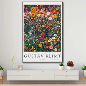 Gustav Klimt Leinwand, Klimt Museum Poster, Gustav Klimt Poster, Klimt Ausstellungsplakat, Gustav Klimt Malerei, Blumengarten, Blumenkunstwerk
