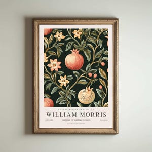 Impresión de granada de William Morris, impresión de los jardines de Kew, impresión de Londres, póster de William Morris, arte mural vintage, arte floral, póster vintage