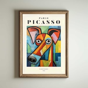 Picasso Dog, Picasso Wall Art, Picasso Exhibition Print, Neutral Beige Vintage Minimalist Gift Idea, Famous Artist Print Decor
