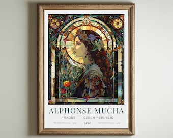Alphonse Mucha | Alphonse Mucha Print | Art Nouveau Stained Glass | Giclée Matte Art Poster Print | Art Nouveau Print | Art Noveau Poster