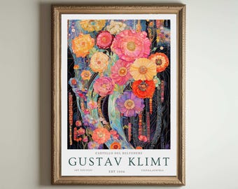Stampa di Gustav Klimt, Poster del Museo Klimt, Poster di Gustav Klimt, Poster della mostra di Klimt, Dipinto di Gustav Klimt, Giardino fiorito, Opera d'arte floreale