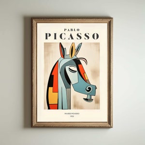 Póster de arte de Picasso, arte mural de Picasso, impresión de exposición de Picasso, idea de regalo minimalista vintage en beige neutro, decoración con impresión de artista famoso