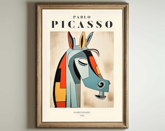 Póster de Picasso, arte mural de Picasso, impresión de la exposición de Picasso, idea de regalo minimalista vintage en beige neutro, decoración con impresión de artista famoso