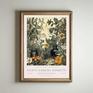 Dante Gabriel Rossetti, impresión de Dante Gabriel Rossetti, póster de Kew Gardens London, arte mural vintage, arte floral prerrafaelita
