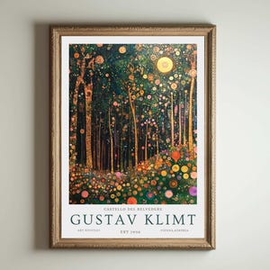 Lámina de Gustav Klimt, póster del Museo Klimt, póster de Gustav Klimt, póster de la exposición de Klimt, pintura de Gustav Klimt, jardín de flores, obra floral
