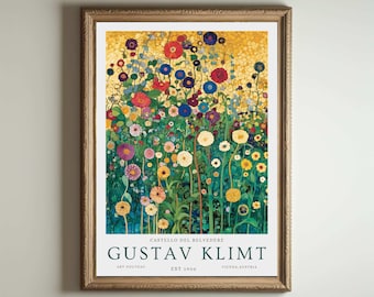 Gustav Klimt Print, Klimt Museum Poster, Gustav Klimt Poster, Klimt Exhibition Poster, Gustav Klimt Painting, Flower Garden, Floral Artwork