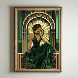 1920er Jahre Art Deco Poster, Art Deco Druck, Art Deco Wandkunst, Art Deco Stil, Maximalist Jugendstil Dekor, lustiges Badezimmer Dekor