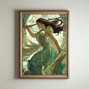 Jugendstil Print, Art Noveau Poster, Griechische Göttin, Jugendstil Print, Göttlich-Weibliche Kunst, Griechische Mythologie Home Decor